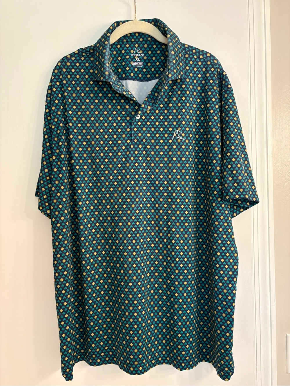 Rhoback men’s XL shamrock Short-Sleeve Polo performance golf shirt